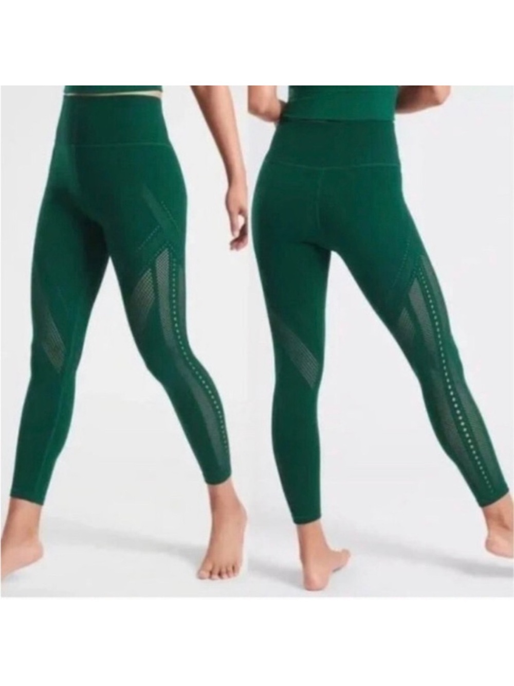 Athleta 7/8 Seamless High-Waist Green Yoga Leggings